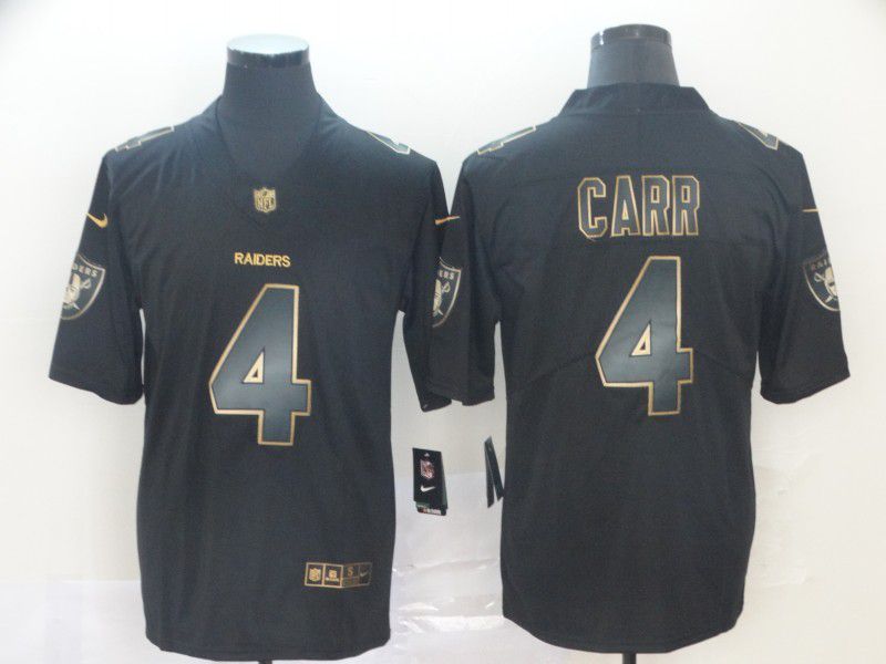 Men Oakland Raiders #4 Carr Nike Vapor Limited Black Golden NFL Jerseys